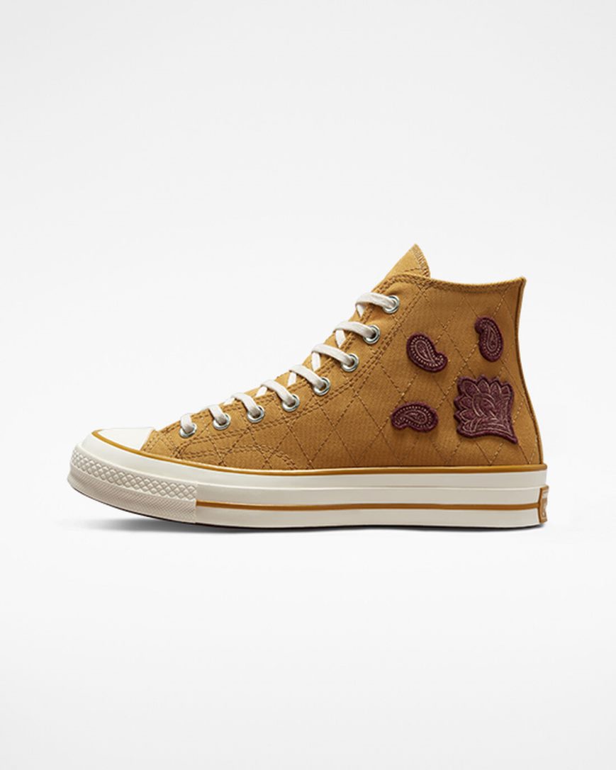 Dámské Boty Vysoké Converse Chuck 70 Crafted Patches Oranžové Tmavě Vínové | CZ FJ31H13